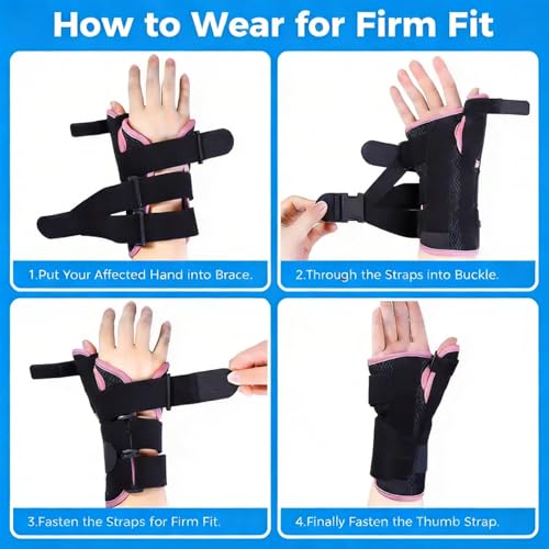 Adjustable Wrist & Thumb Immobilizer Brace, Breathable Splint Wrist Support for Joint Pain & Tension Relief, Right Hand Size S