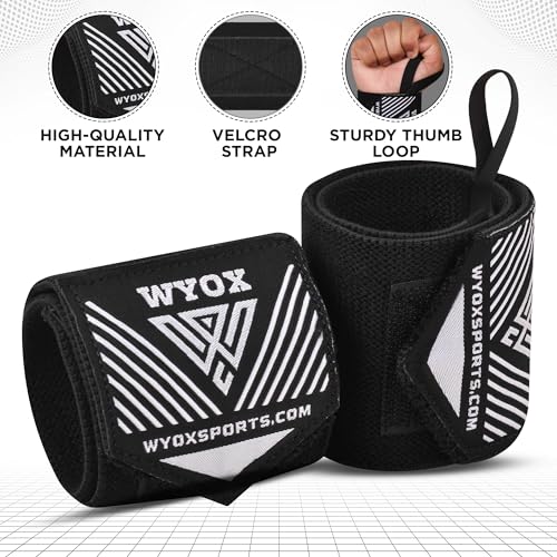 WYOX Ankle Brace & Wrist Wraps Bundle – Compression Ankle Support Sleeve for Sprain, Achilles Tendonitis + Adjustable Wrist Wraps for Weightlifting, Gym, Powerlifting & Sports Training (Unisex)