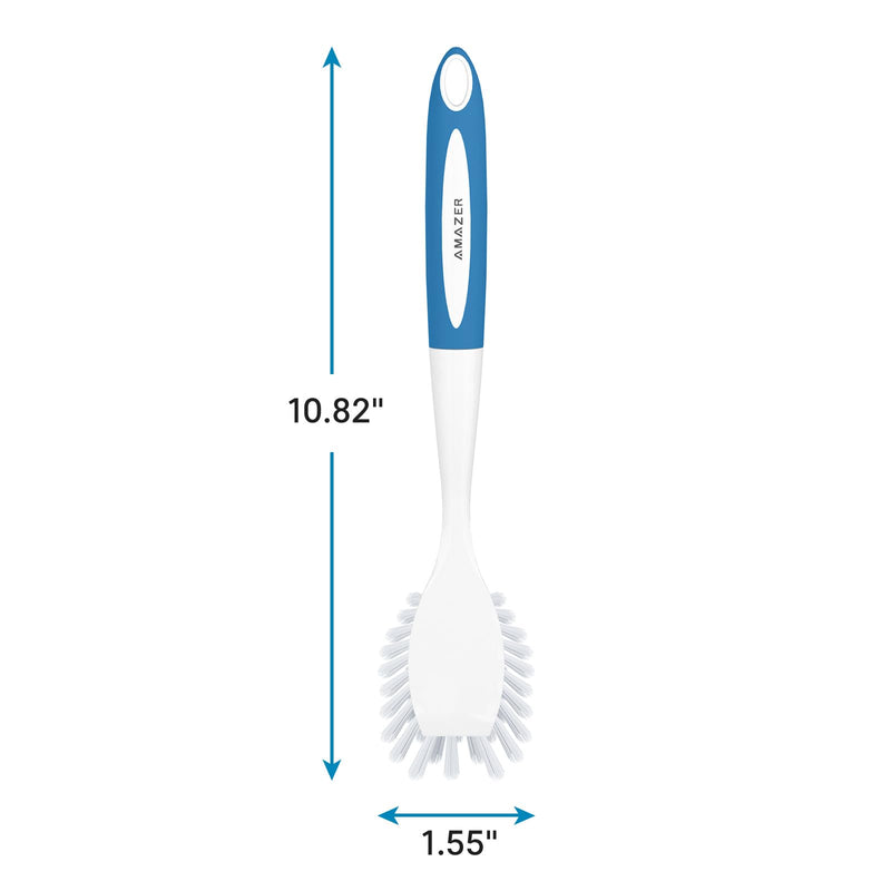 Amazer Dish Brush with Handle, 2 Pack Kitchen Scrub Brushes for Cleaning, Dish Scrubber with Stiff Bristles for Sink, Pots, Pans Blue+green - BeesActive Australia