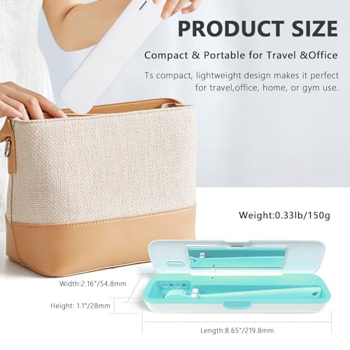 UV-C Toothbrush Sanitizer Case for Travel, Portable Sanitizer and Holder Universal Fits Electric and Manual Brush Heads, Smart Automatic Operation