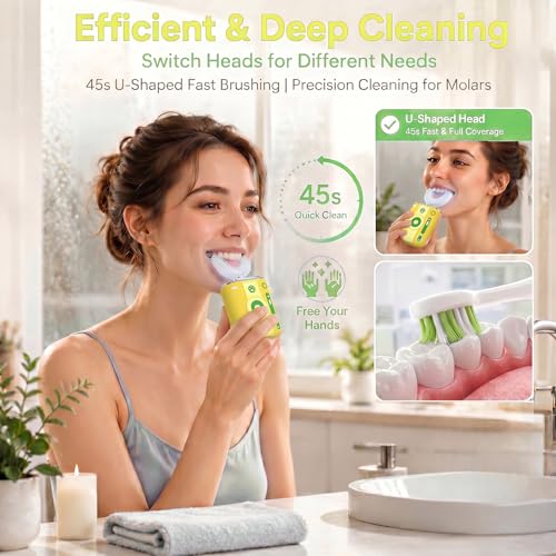 Adult Ultrasonic Electric Toothbrush, u Shaped autobrush Toothbrush Pink
