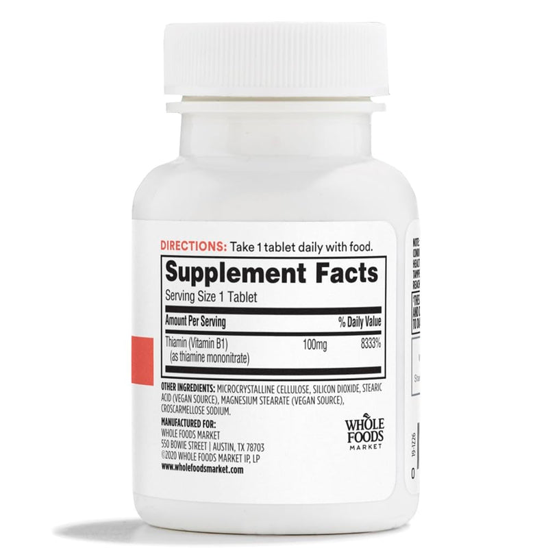 365 by Whole Foods Market, Vitamin B1 100mg, Vegan, 100 Tablets 100 Count (Pack of 1)