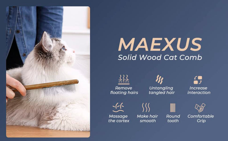 MAEXUS Cat Comb, Solid Wood Pet Comb for Cats, Flea Comb Rabbit Hair Comb, Remove Jumping Comb 3pcs - BeesActive Australia