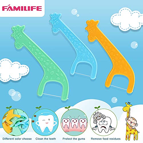 FAMILIFE Floss Picks Mint Dental Floss Picks with 4 Travel Handy Cases 240 Count Flossers and 204 Picks Kid's Dental Floss Picks Fluoride Free
