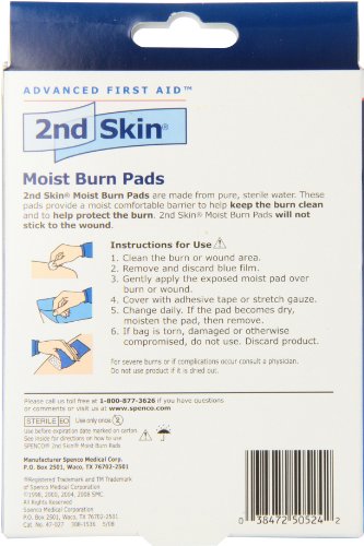 Spenco 2nd Skin Moist Burn Pads, Large (3 x 4 Inches), 3-Count Large 3-Count