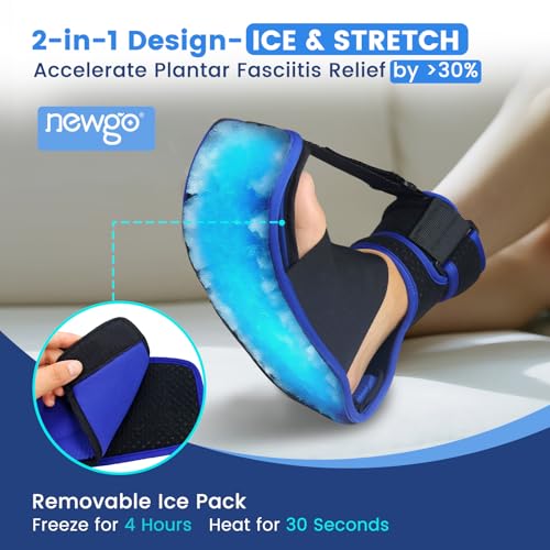 NEWGO Bundle of Plantar Fasciitis Night Splint and Gel Ice Sock