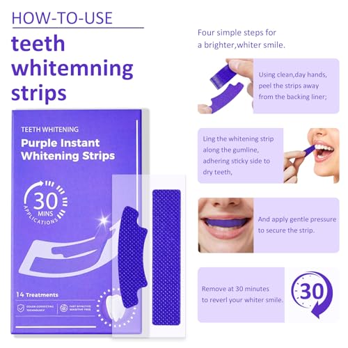 Teeth Whitening Strips kit - Enamel Safe for Whiter Teeth - Whitening Without Sensitivity - Fast Acting for Removing Stains from Coffee, Wine and Smoking (14 Strips, Mint)