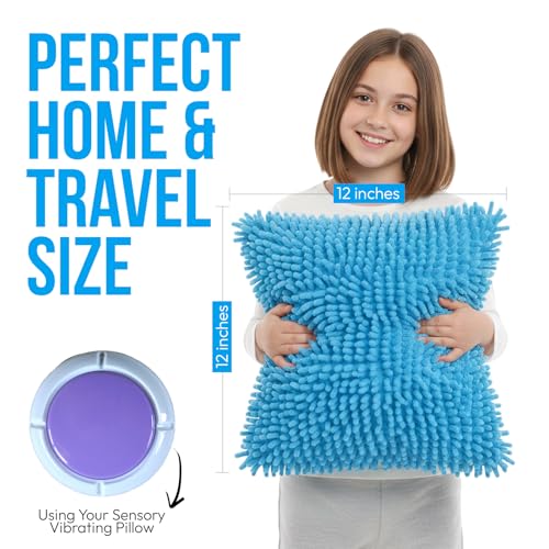 Vibrating Sensory Pillow for Kids, 12 x 12 Calming Minky Sequin Pillow