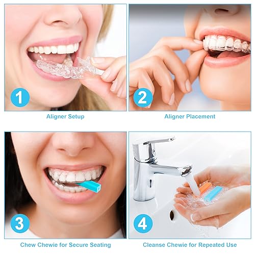 B Rush® Aligner Chewies for Invisalign (10 Pack), Medical Grade Silicone Tray Seaters with Aligner Removal Tool, Soft & Medium Orthodontic Munchies Chompers to Close Gaps & Relieve Pain, Unscented 10 Packs