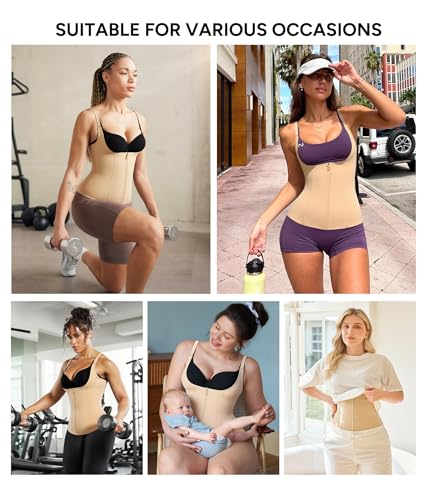Nebility Waist Trainer for Women Corset Shapewear Waist Cincher Tank Top Medium Beige