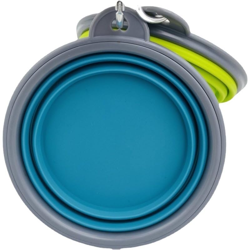 Small Collapsible Dog Bowl 12oz,2 Pack Portable and Foldable Pet Travel Bowls Collapsable Dog Water Feeding Bowls Dish with 2 Carabiners & Lids for Dogs Cats and Small Animals (Blue+Green+Grey, 350ml) Blue+Green+Grey - BeesActive Australia