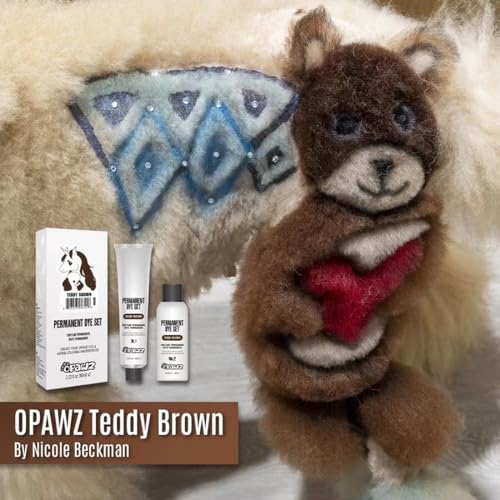OPAWZ Permanent Dog Hair Dye, Pet Hair Dye Safely Used by Grooming Salons for a Decade, Pet Safe Dye Lasts Over 20 Washes, Bright Color for Dogs and Horses (Teddy Brown) Teddy Brown