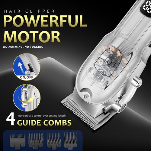 Hair Clippers for Men with LED Display, 4-in-1 Cordless Grooming Kit with Beard Trimmer, Foil Shaver & Nose Trimmer, Rechargeable Electric Hair Clipper Set for Home Barber, Personal Care & Gift