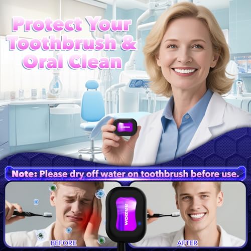 Toothbrush Case, RRZIOM Toothbrush Covers, Rechargeable Toothbrush Cleaner Holder Case, Travel Home Toothbrush Covers Cap for All Toothbrushes (Blue&Black)