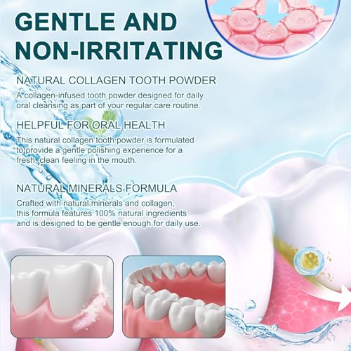 Hydroxyapatite Toothpaste Care Powder Protect Gum for Teeth, Collagen Tooth Powder, Collagen Toothpaste Care Powder Protect Gum, Natural Oral Care Formula, Fluoride-Free, (50g)