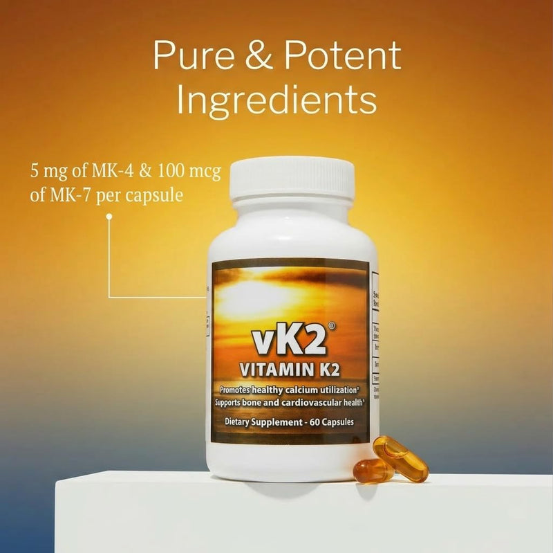 Vitamin Supplement MK-4 + MK-7 – Supports Bone & Cardiovascular Health – D3 Companion – (2 Pack) 2 Pack