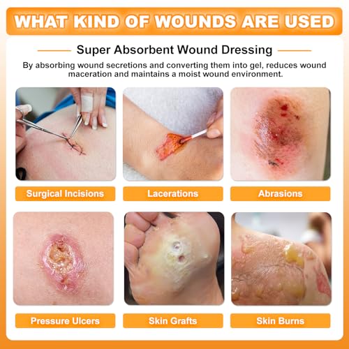Carbou Super Absorbent Wound Dressing 4" x 8", 10 Pack, Non-Adhesive Pads 4"x 8"(Pack of 10)