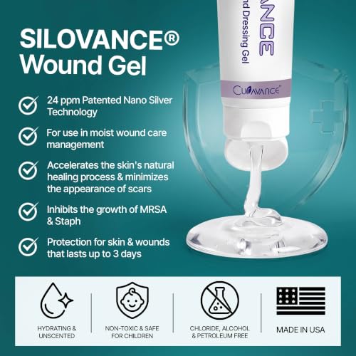 SiloVance Antibacterial Wound Dressing Gel with Silver Nano Tech, First Aid 4 Pack 1 Ounce