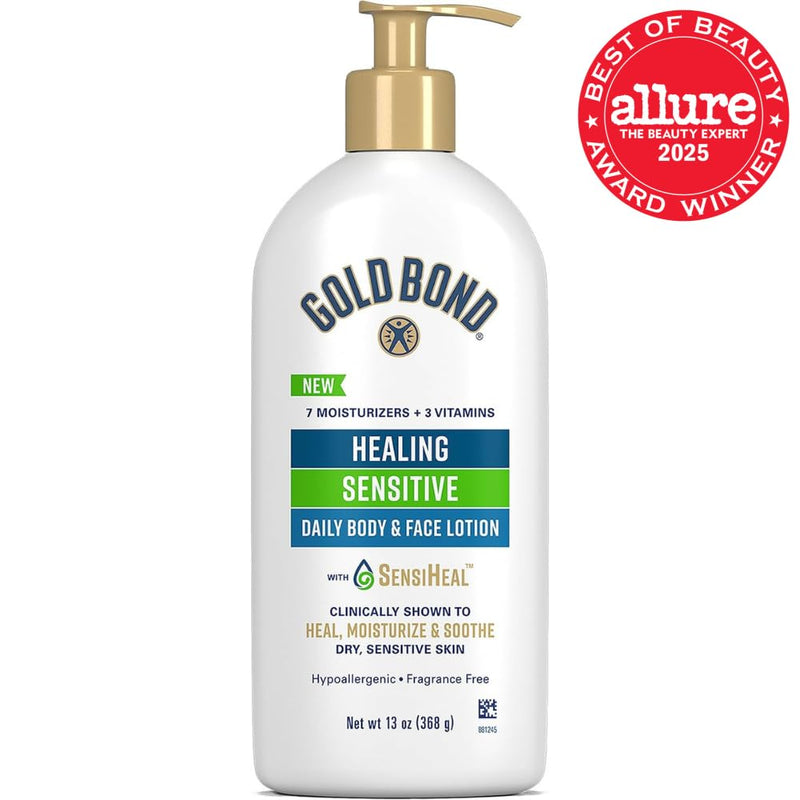 Gold Bond Healing Sensitive Daily Body & Face Lotion for Dry, Sensitive Skin, 13 oz. 13 Fl Oz (Pack of 1) - BeesActive Australia