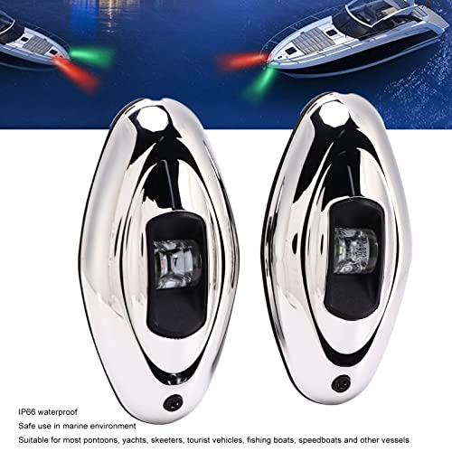 Evgatsauto Boat Navigation Light, 316 Stainless Steel Rubber Pad Bow Light Led Green Red Ip66 1 Nautical Mile Visibility Sailing Lamp, For Pontoons Yachts
