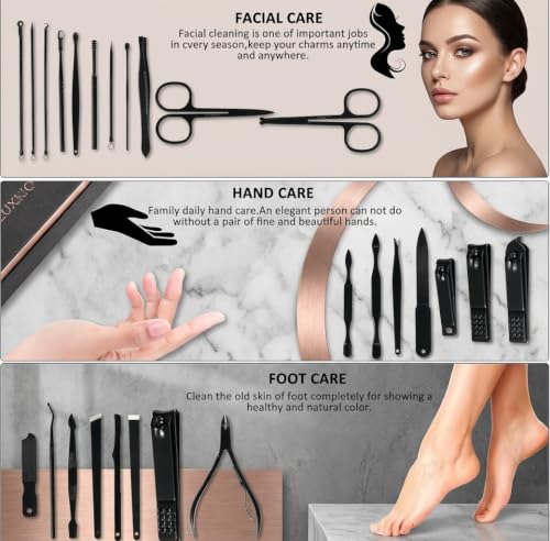 MINKINH Manicure Set Professional Nail Clipper Kit-26 Pieces,Brown Brown