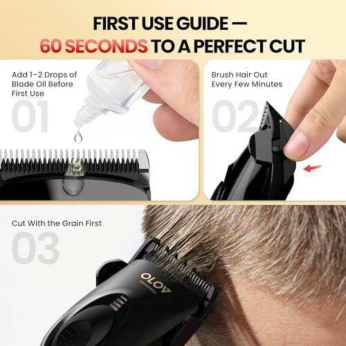 Hair Clippers for Men, Cordless Hair Clipper Kit, Adjustable 4 Length Setting, 2-Speed Settings, Replaceable Ceramic Blade Heads, Rechargeable Hair Clippers for Family (Black) Black
