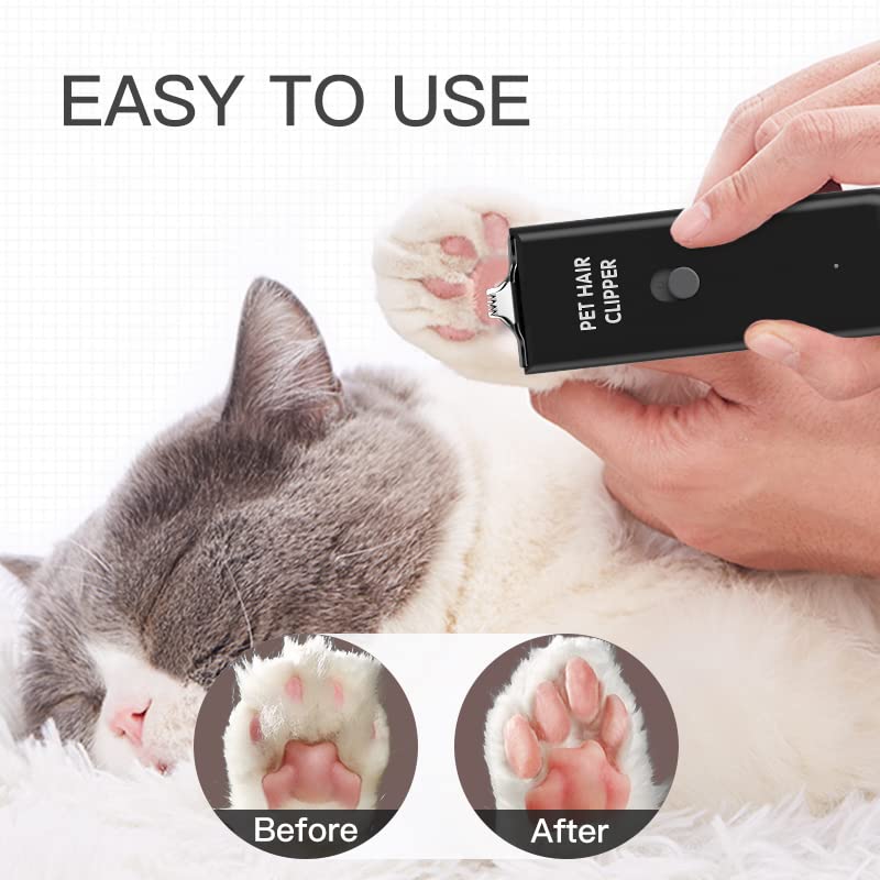 Feet Hair Trimmer, Dog Clippers,Quiet Washable USB Rechargeable Cordless Dog Grooming Kit,Electric Pets Hair Trimmers Shaver Shears for Dogs and Cats Black Black 2 Blades - BeesActive Australia