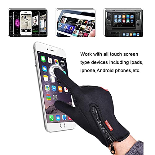 FOXLVDA Winter Warm Gloves for Men and Women, with Windproof and Waterproof Features, Sensitive Touch Screen Texting Fingers for Work, Cycling, Driving Large black