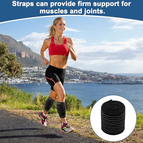 4 Pcs Calf Compression Sleeve, Adjustable Compression Wraps for Legs, Brace & Elastic Supports, Compression Bandage Wrap for Shin Splint Relief, Compression Calf Sleeves Men(Black) 4