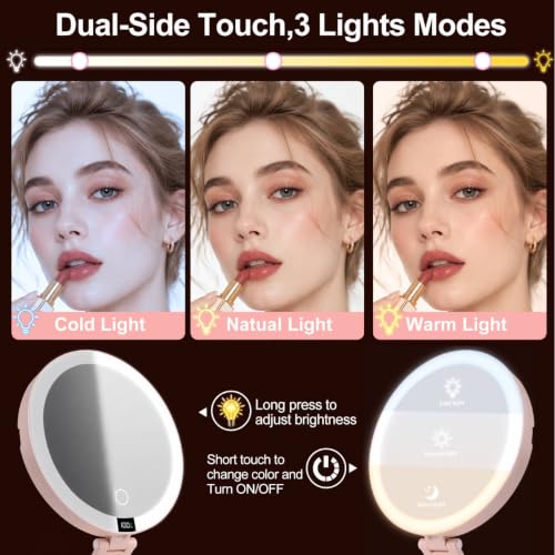 Lighted Travel makeup Mirror,20X/1X Magnification Foldable Vanity Mirror