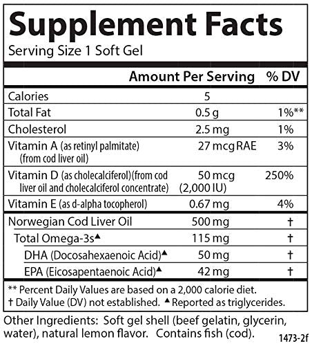 Carlson - Solar D Gems, Vitamin D3 and Omega-3 Supplement, 2000 IU Vitamin D3, 115 mg Omega-3s EPA and DHA, Vitamin D Fish Oil Capsule, Bone & Immune Health, Vitamin D Supplement, Lemon, 360 Softgels 360 Count (Pack of 1)
