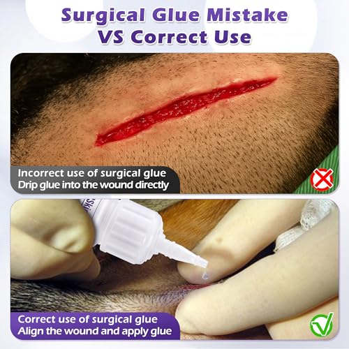 2 Pack 3ml Veterinary Surgical Skin Glue with 20 Applicators 2