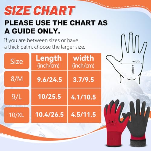 Winter Work Gloves Thermal Insulated Work Gloves Freezer Gloves Waterproof Foam Latex Coated Gloves for Men Women 4 Large