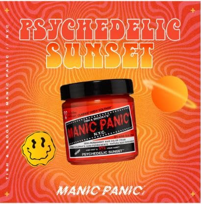 Manic Panic Semi Permanent Orange Hair Dye, Psychedelic Sunset, 4 oz, 2 Pack