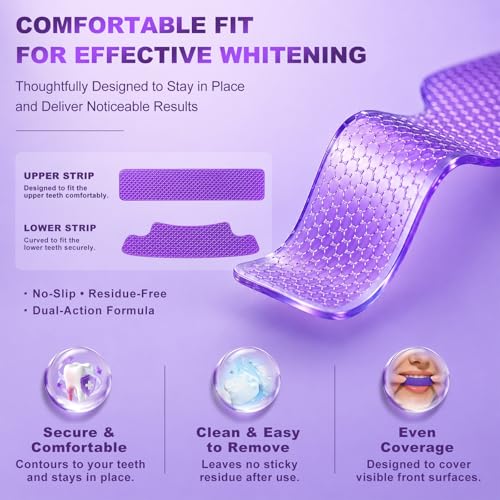 42 Strips Teeth Whitening Strips, Hydroxyapatite-Infuse White Strips, Non-Sensitive Tooth Whitener with Soothing Natural Ingredients, Enamel-Safe 42 Count (Pack of 1)