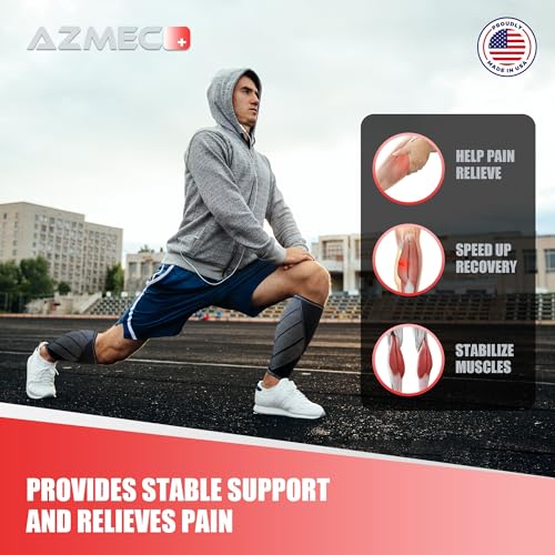 Azmec Compression Calf Sleeves Shin Splint Support, Leg Cramps, Leg Pain Relief, Running, Circulation and Recovery Unisex (1 Pair) Brace for Running, Nurses, Post Surgery, sports (Large) Large