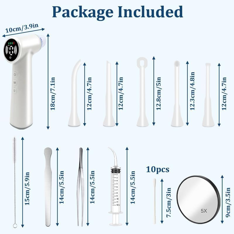 Tonsil Stone Remover Tool, Upgraded Electric Tonsil Stone Removal Kit - with Built-in LED Light & 6-Level Suction for Bad Breath Prevention Blue