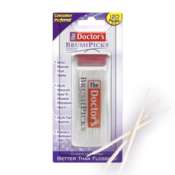The Doctor's BrushPicks Interdental Toothpicks, Soft Rubber Dental Picks for Teeth Cleaning, Removes Food Debris, Stimulates Gums, Helps Fight Gingivitis, 120 Count (Pack of 11) 120 Count (Pack of 11)