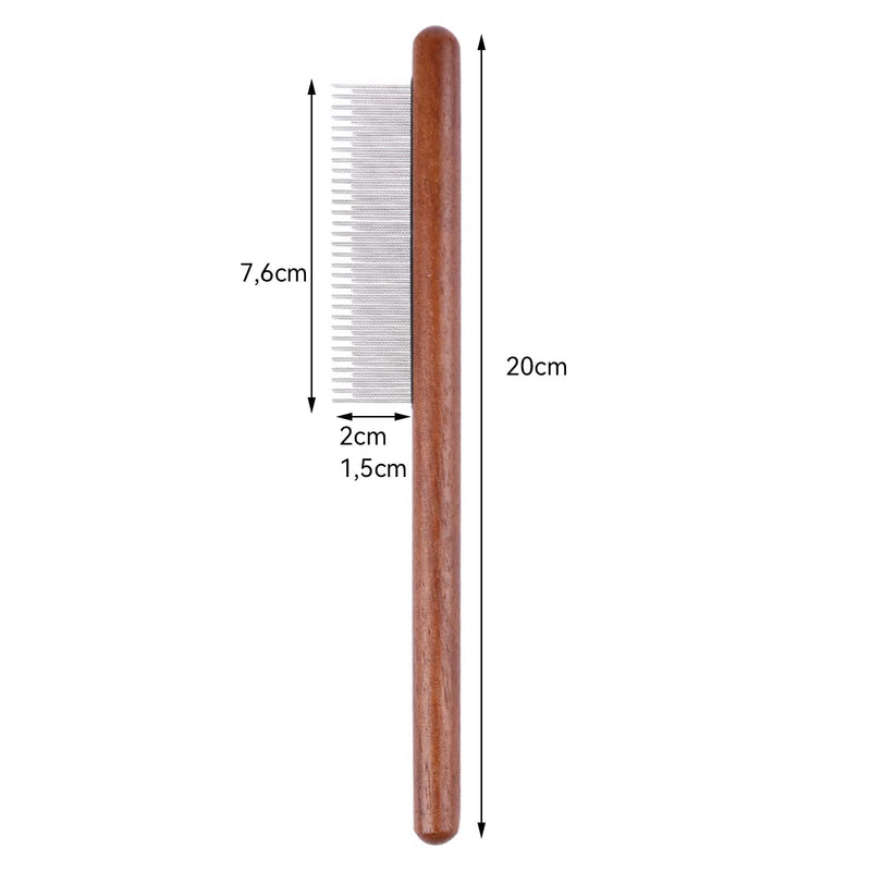 ERBO wooden cat comb, cat brush for long hair, short hair, stainless steel dog comb, flea comb for cats, suitable for all lengths, effectively removes tangles, mats and loose hair, 1 piece - BeesActive Australia