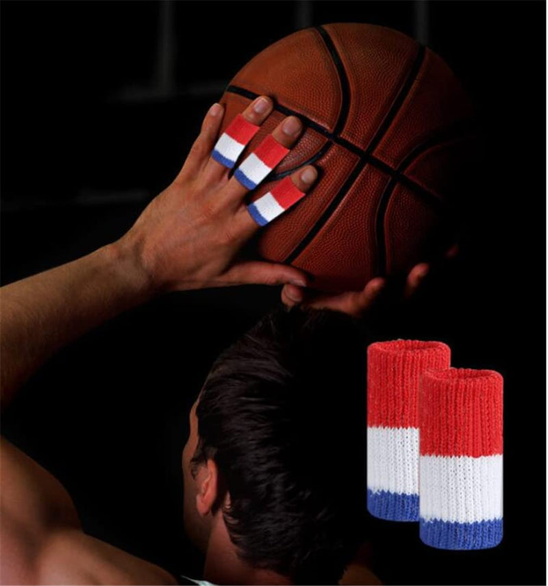 Finger Sleeves Protectors, 10 Pcs Finger Compression Sleeves Support Thumb Brace Finger Splint Sleeve, Elastic Sports Finger Sleeves for Trigger Finger, Knuckle, Arthritis, Basketball (Purple pink) Purple pink
