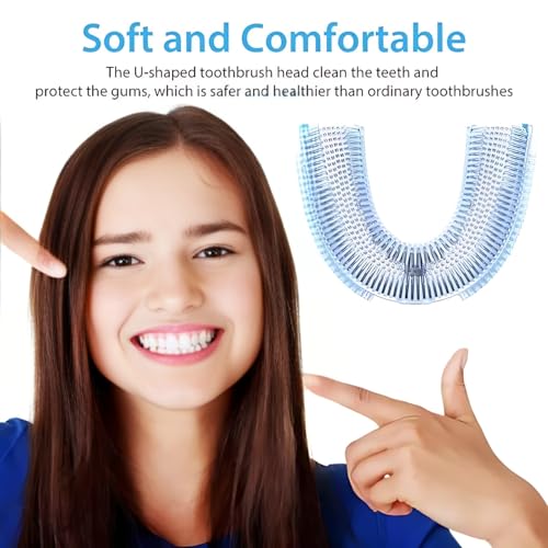 Aimery Automatic Toothbrush U Shaped Toothbrush for Adults 360° - Ultrasonic U-Automatic Toothbrushes for Teeth Whitening - Wireless Charging & LED Light - Waterproof IPX7 Certified