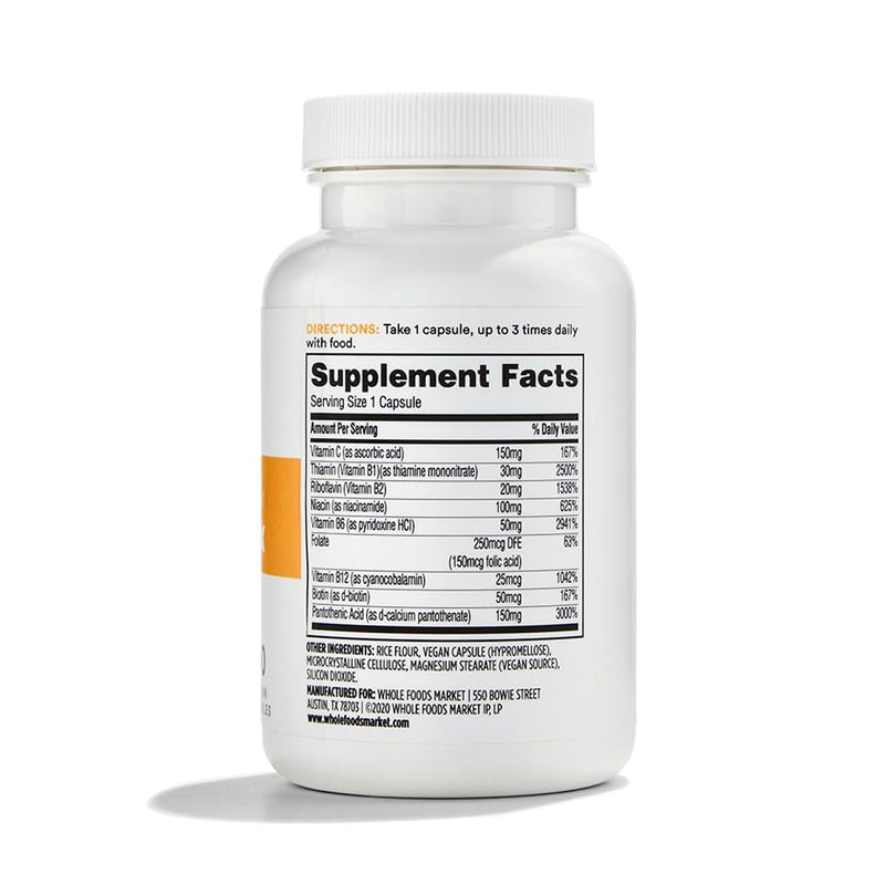 365 by Whole Foods Market, Stress B-Complex with Vitamin C, Energy & Nervous System Support, Vegan, 60 Capsules