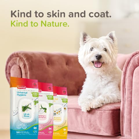 Beaphar - Pet Wipes – Ear & Eye Wipes for Cats & Dogs - Gently cleans around delicate eyes & ears – 100% Plant-Based, Biodegradable Wipes – With Chamomile – 30 Wipes – pH neutral - no perfume