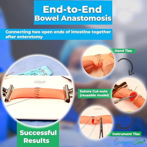 SurgicalSim Bowel Anastomosis Suture Practice Kit, End-to-End Techniques, Includes 0.8" Diameter Intestinal Model, Tool Kit, Threads, Ideal for Practice