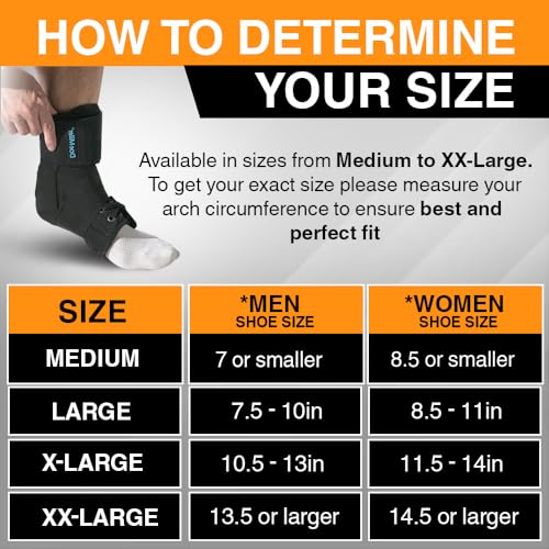 Doc Miller Lace Up Ankle Brace with Adjustable Straps for Men & Women Black XX-Large