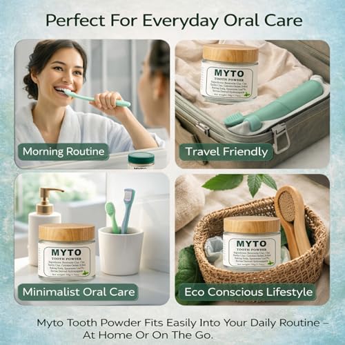 Myto Tooth Powder, Remineralizing Tooth Powder, with Mint, Hydroxyapatite, Gently Cleans, Supports Strong Teeth & Fresh Breath, Vegan, Non-GMO, 50g (1)