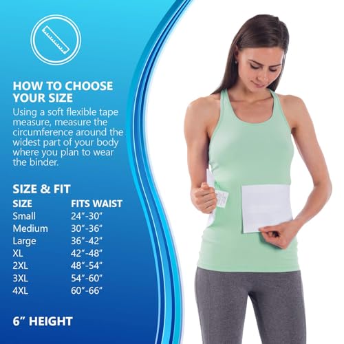 NYOrtho Tapered Abdominal Binder - Firm Compression Wrap - Breathable Stomach Support Post Injury or Surgery - with Contoured Body-Specific Design - 24-30 Inch - Made in USA 6 Inch High