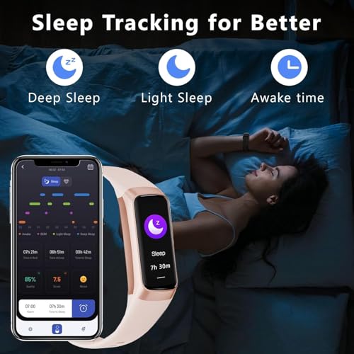 Fitness Tracker with 24/7 Blood Oxygen Heart Rate and Sleep Monitor,IP68 Waterproof,1.10''AMOLED Touch Color Screen,Step Counter Health Activity Trackers for Women Men Pink