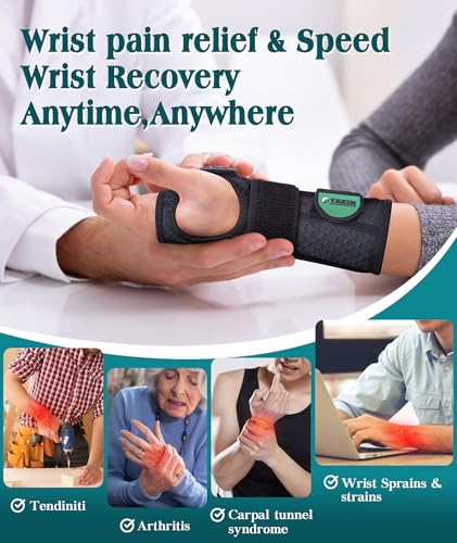 Oyakin Carpal Tunnel Wrist Brace Night Support,Wrist Splint Right Left Hand Black-Left Hand S/M