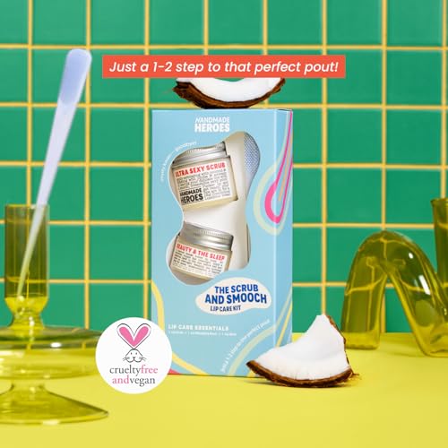 100% Natural Lip Scrub and Lip Mask, Vegan Conditioning Coconut Lip Exfoliator and Cuticle Oil Set - Lip Therapy and Healthy Nails Clean Skincare